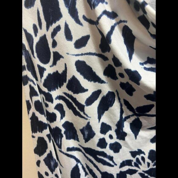 Ann Taylor Knit Dress XS Midi Ivory Navy Flower Print EUC - Picture 3 of 4